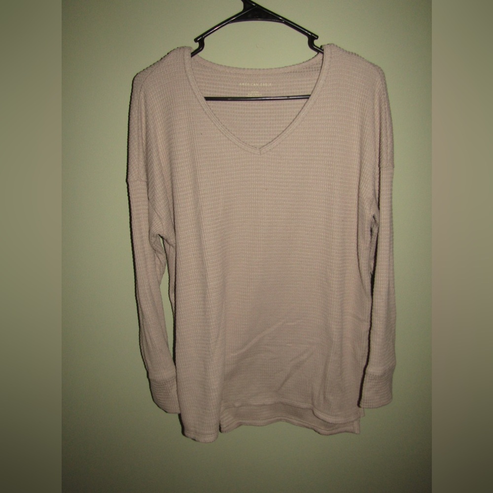 American Eagle Waffle Tan Long-Sleeve